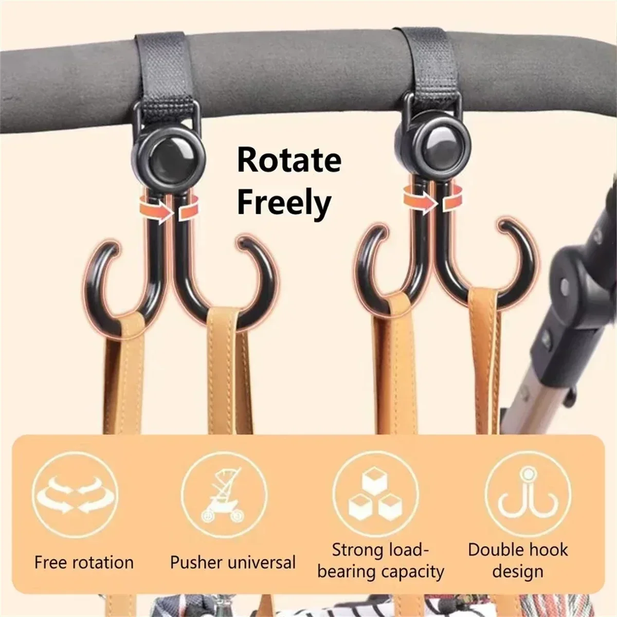 Rotatable Double Hooks Baby St - огляд і ціна Travel Accessories Baby